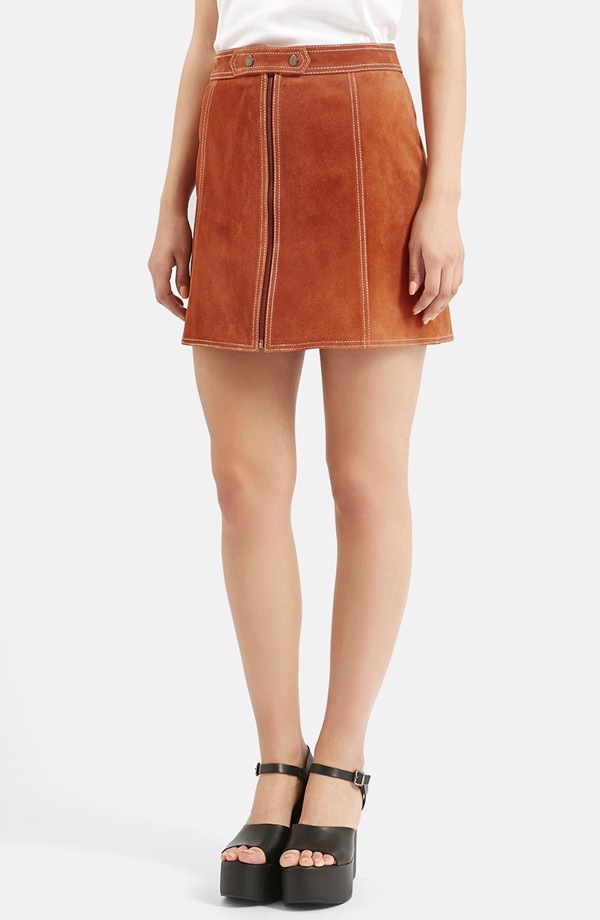 70s Style Trend - Suede A-Line Miniskirt