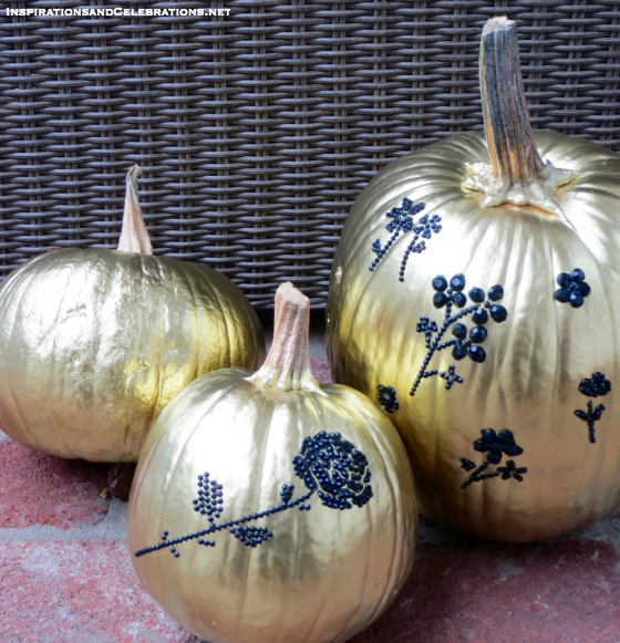 DIY Halloween Decor Tutorial - How To Create Glamorous Pumpkins - Rhinestone Bedazzled Pumpkins