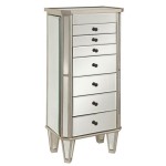 Jewelry Armoire - Mirrored Jewelry Armoire with Silver Wood