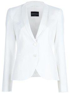 Emporio Armani Fitted White Tuxedo Blazer