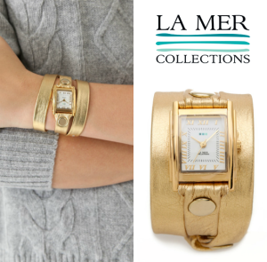 Holiday Jewelry Giveaway La Mer Collections Gold Simple Wrap Watch