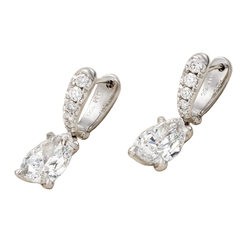 Holiday Jewelry Gifts - David Morris one-of-a-kind 18-karat white gold diamond hoop earrings