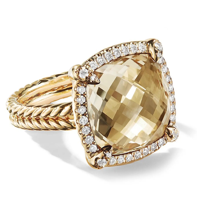 Holiday Jewelry Gifts - David Yurman Chatelaine Pavé Bezel Ring in 18K Yellow Gold