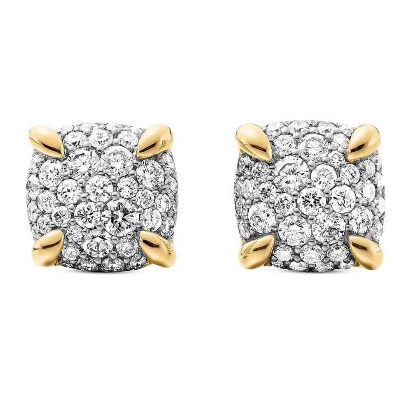 Holiday Jewelry Gifts - David Yurman Chatelaine Stud Earrings in 18K Yellow Gold with Pavé Diamonds, 8mm