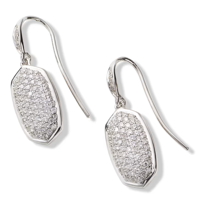 Holiday Jewelry Gifts - Kendra Scott 0.78 ct Lee Earrings in Pave Diamond and 14k White Gold