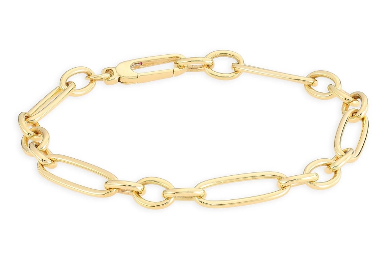 Holiday Jewelry Gifts - Roberto Coin 18K Yellow Gold Mixed Paper Clip Chain Bracelet