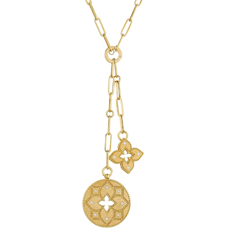 Holiday Jewelry Gifts - Roberto Coin Venetian Princess 18K Yellow Gold & Diamond Double-Medallion Necklace