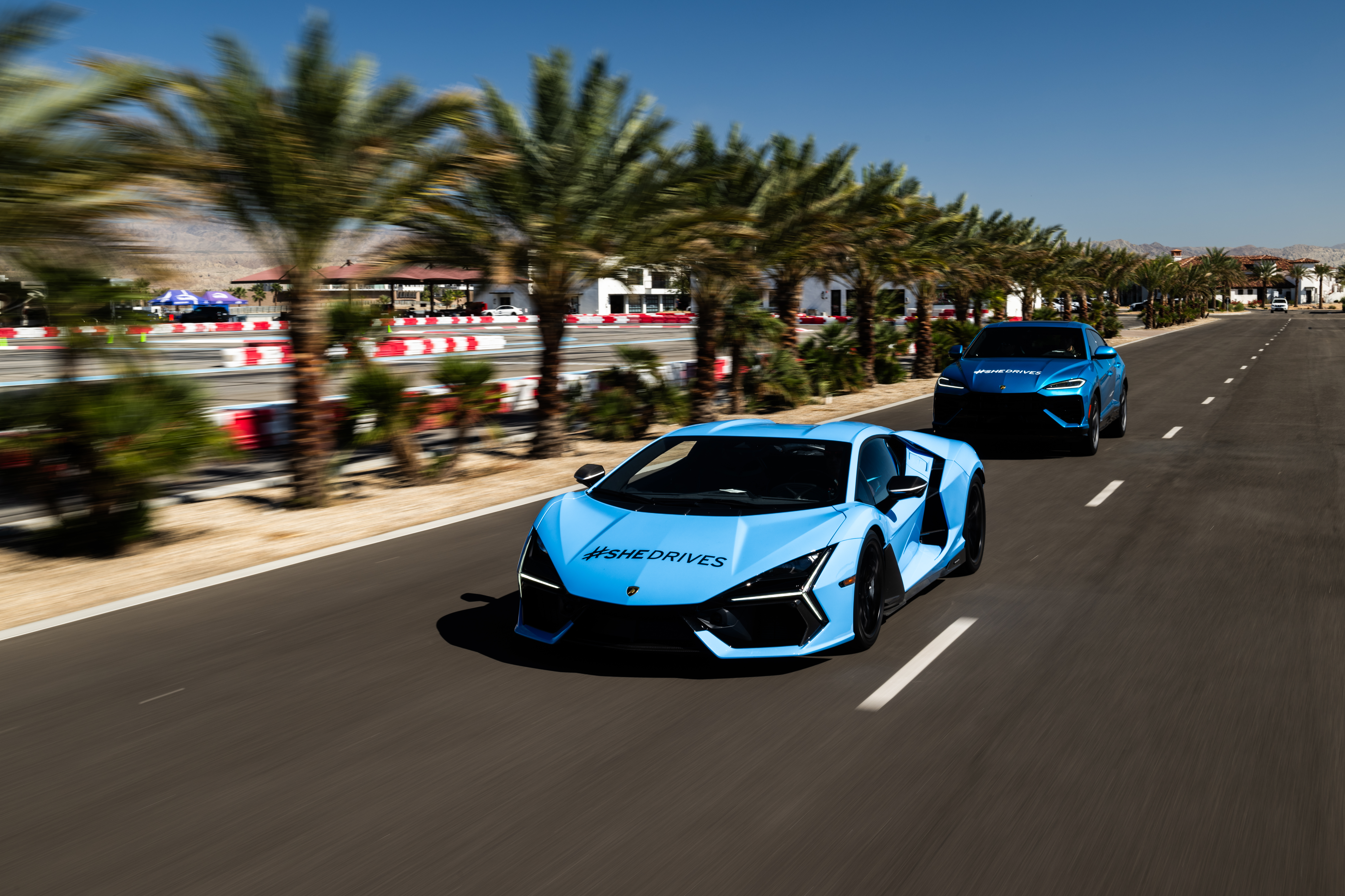 Inside the SHEdrives a Lambo Experience - Lamborghini’s Daring Dream Drive in the California Desert - Lamborghinis Racing at The Thermal Club - Image credit Jamey Price