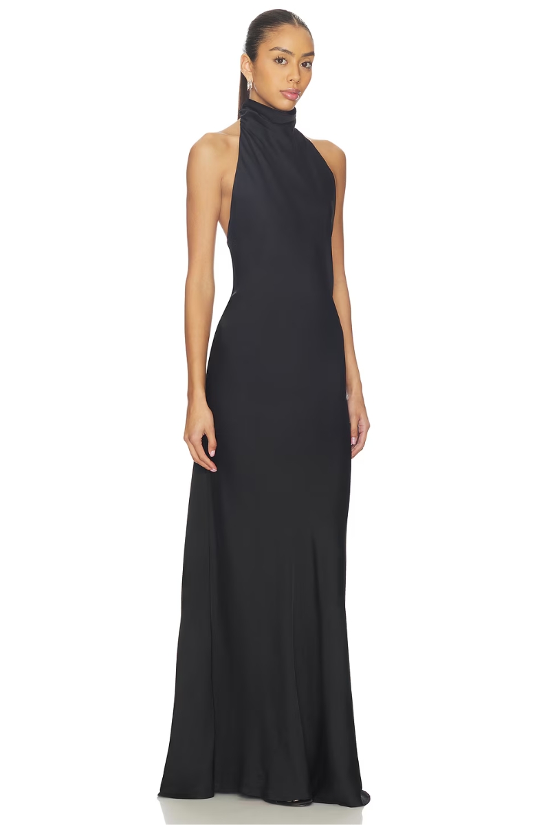 Gorgeous Outfit Ideas To Wear for Holiday Celebrations & NYE Parties - EAVES Reidun Gown in Black