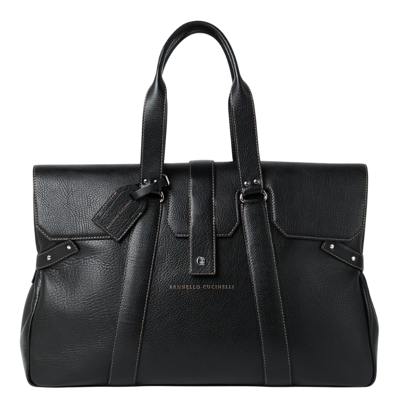 Luxury Travel Essentials & Designer Luggage - Brunello Cucinelli Grained Calfskin Country Weekender